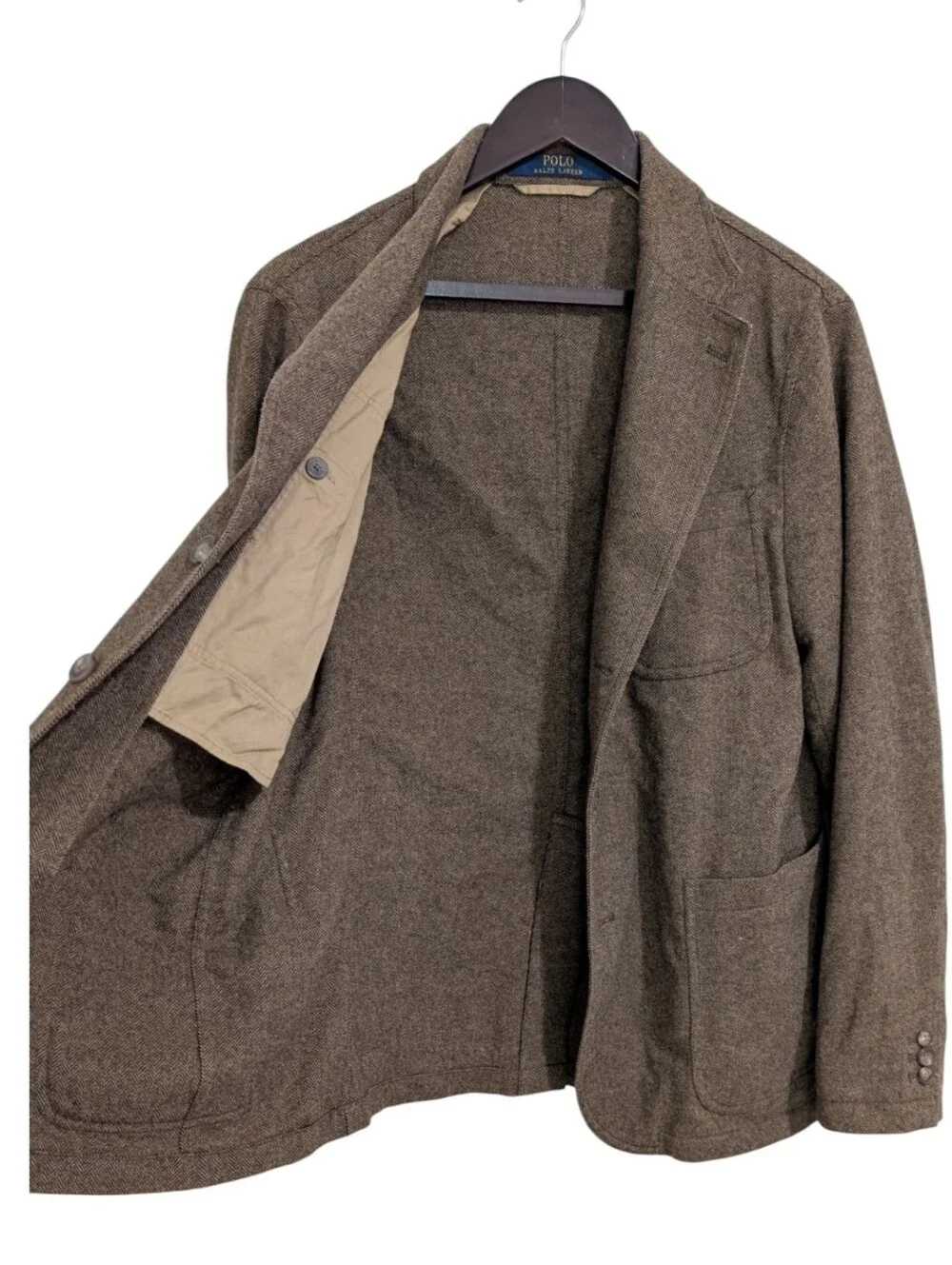 Polo Ralph Lauren Brown Herringbone Sport Coat Blazer - Size 42L NWOT